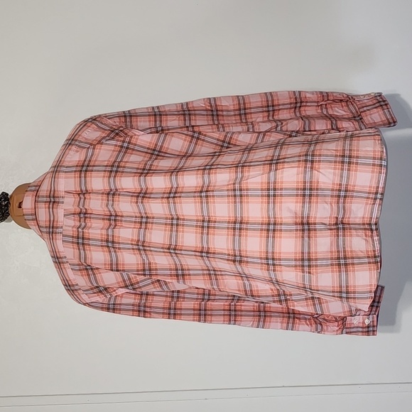 St John's Bay Plaid Buttondown Long Sleeve Top Pink Size Xtra Small - Picture 3 of 5